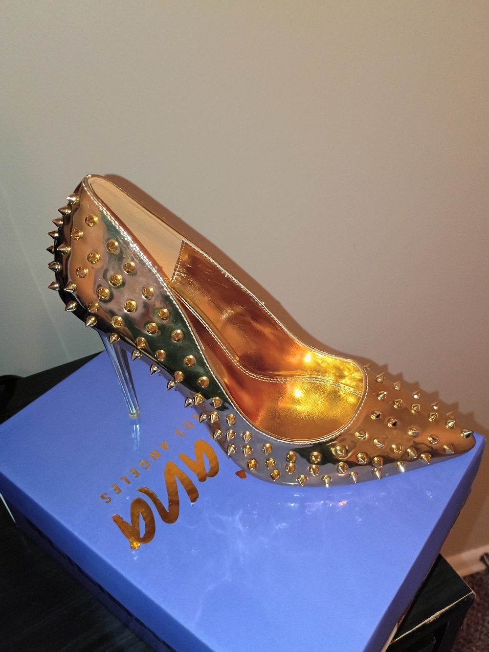 Gold Spike Stiletto Pumps for Women - Picture 3 of 3